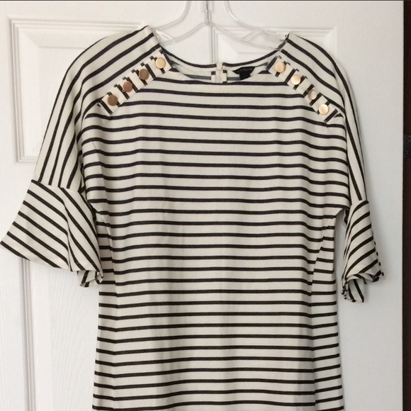 Ann Taylor Striped Fluted Sleeve Shift Dress - Picture 12 of 14